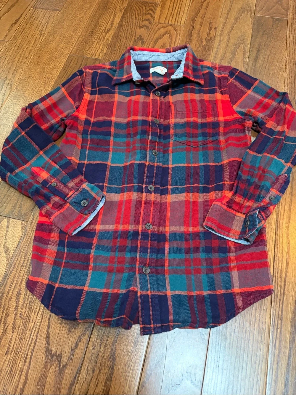 Cat & Jack Red Navy Green Plaid Flannel Shirt Size M(8/10)